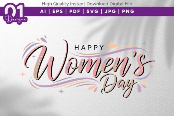 Happy Womens Day Pastel Quote SVG Graphics Review