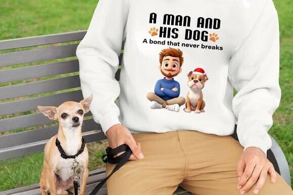 Man and Dog Bond Quote SVG PNG Graphics for T-Shirt Designs