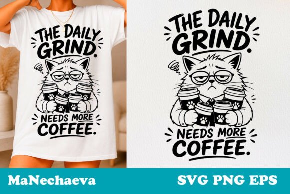 Sarcastic Cat Quote SVG Daily Grind Coffee Graphics
